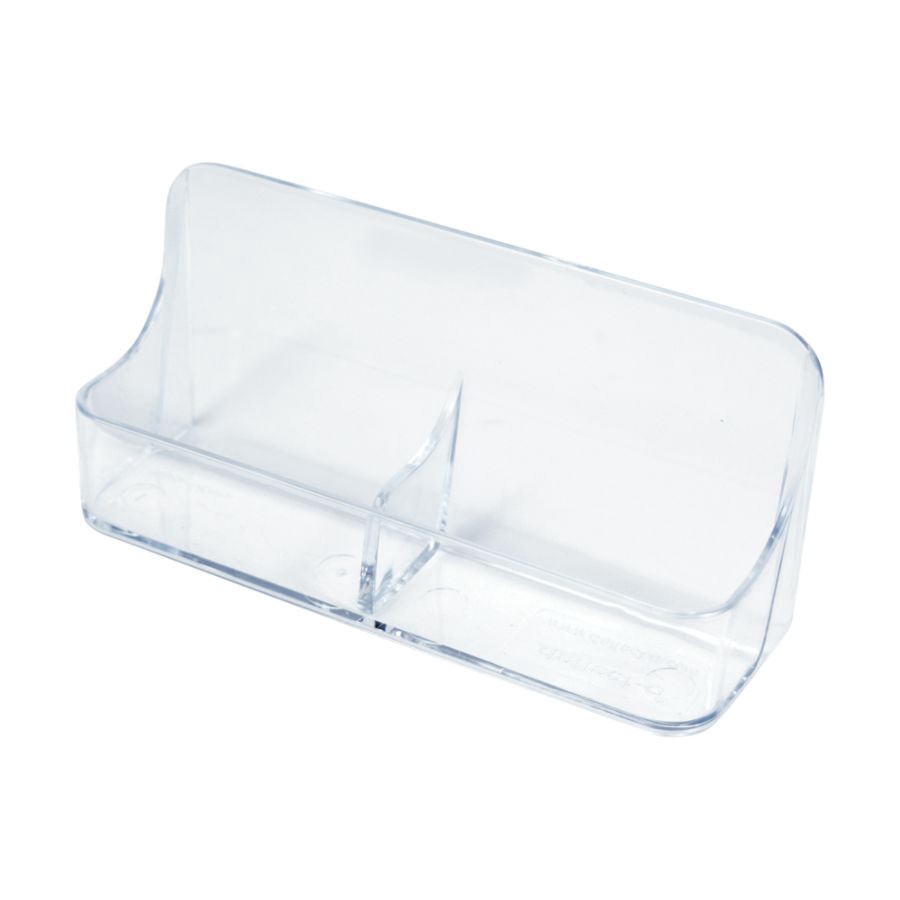 slide 2 of 3, Deflect-O 2-Compartment Vertical Business Card Holder, Clear, 1 ct
