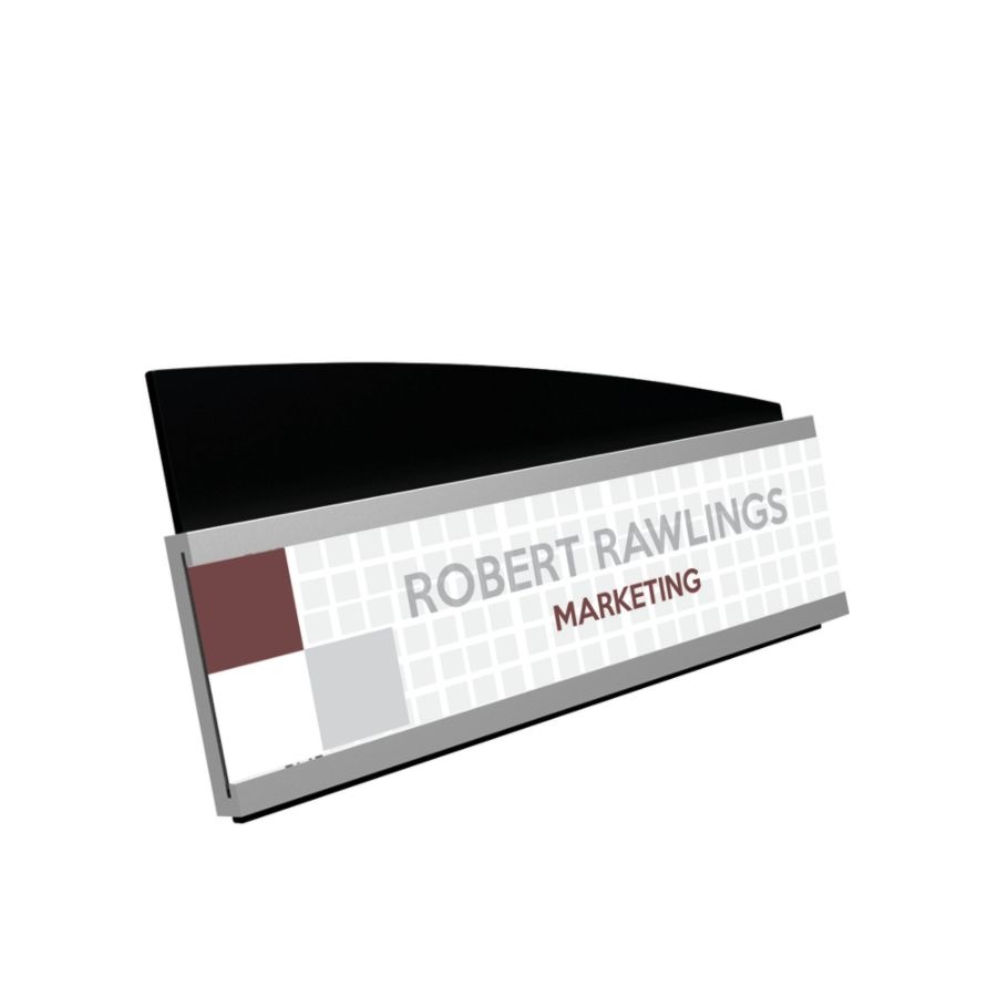 slide 5 of 10, Deflect-O Interior Image Nameplate Sign Holder, Silver & Black, 1 ct