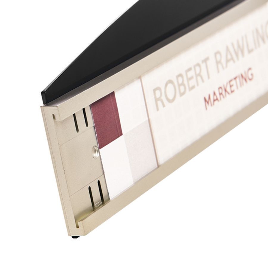 slide 4 of 10, Deflect-O Interior Image Nameplate Sign Holder, Silver & Black, 1 ct