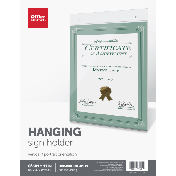 slide 7 of 10, Office Depot Brand Wall Sign Holder, Vertical, 11 in x 8 1/2 in