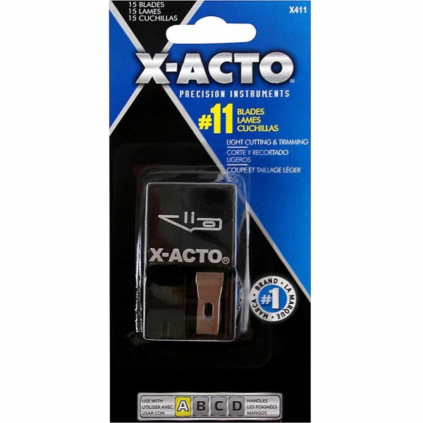 slide 3 of 3, X-ACTO Knife Blades, No. 11 Blade with Safety Dispenser, 15 ct