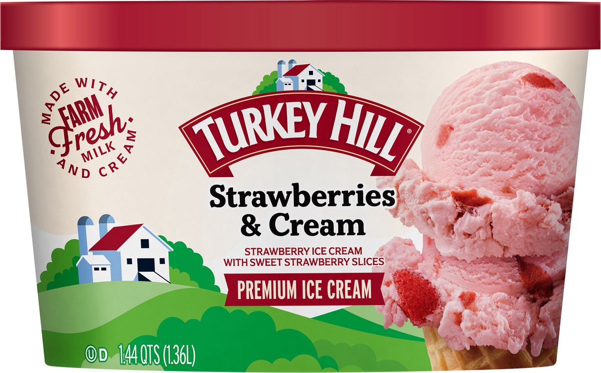 slide 4 of 6, Turkey Hill Premium Strawberries & Cream Ice Cream 1.44 qt, 1.44 qt