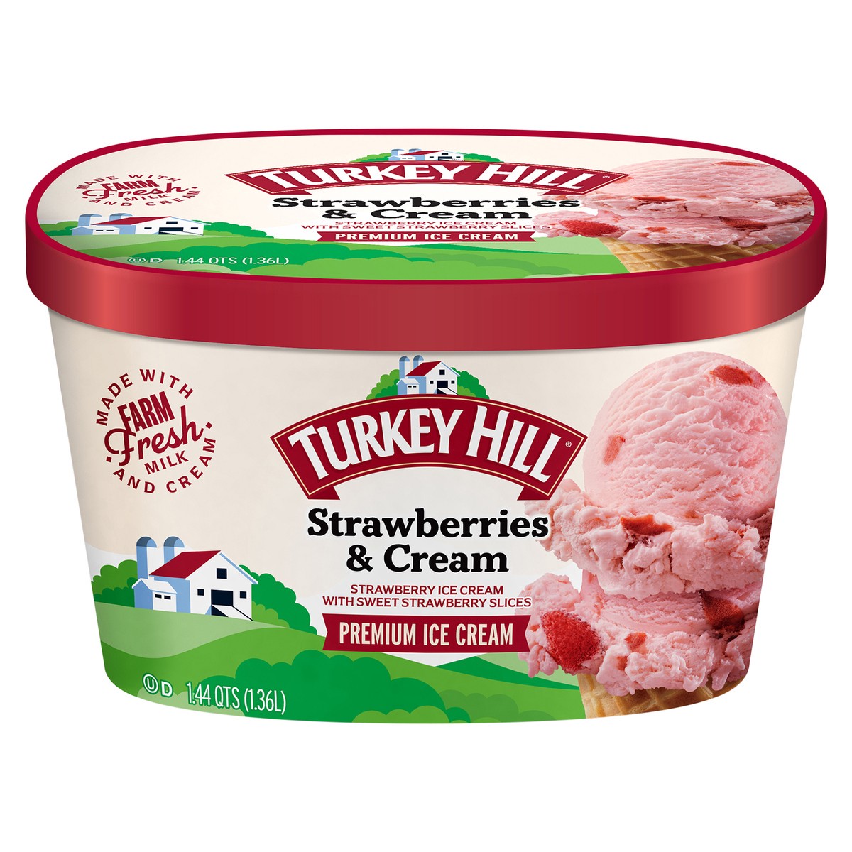 slide 1 of 6, Turkey Hill Premium Strawberries & Cream Ice Cream 1.44 qt, 1.44 qt