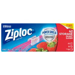 Ziploc Slider Storage Quart Bags with Power Shield Technology, 42 Count