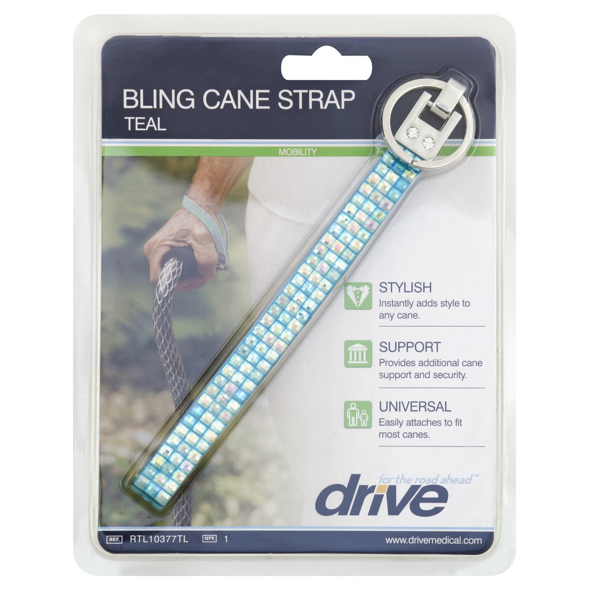 slide 2 of 3, Drive Medical Bling Cane Strap - Each, 