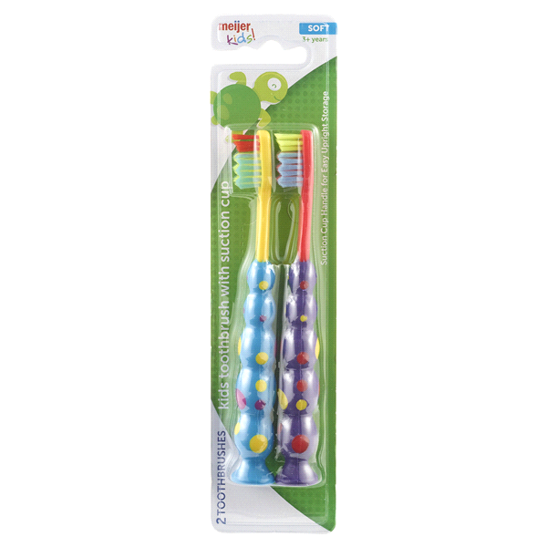 slide 1 of 1, Meijer Kids Suction Cup Toothbrushes, 2 ct
