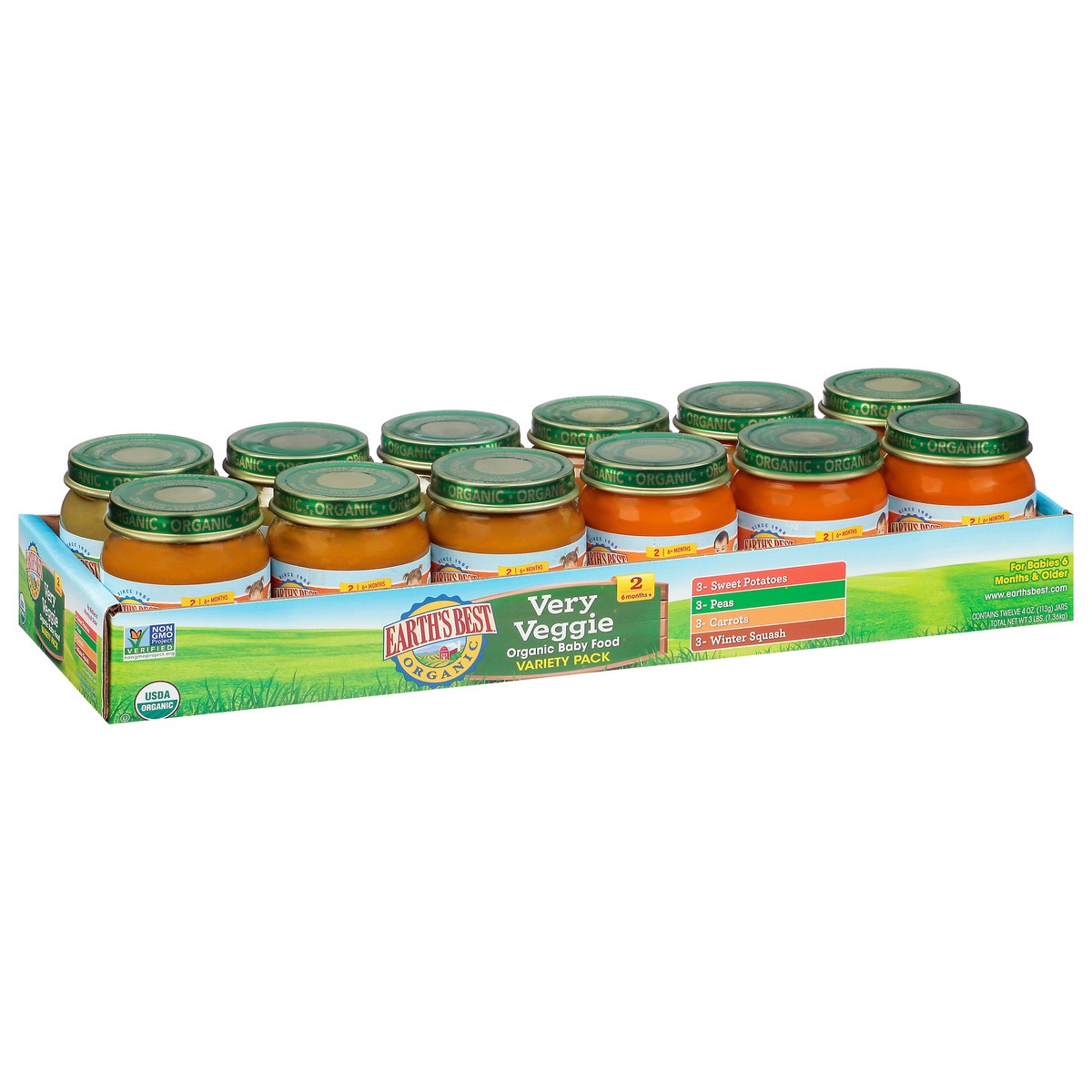 slide 12 of 14, Earth's Best Organic 2 (6 Months+) Very Veggie Baby Food Variety Pack 12 - 4 oz Jars, 12 ct; 4 oz