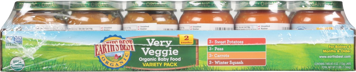 slide 7 of 14, Earth's Best Organic 2 (6 Months+) Very Veggie Baby Food Variety Pack 12 - 4 oz Jars, 12 ct; 4 oz