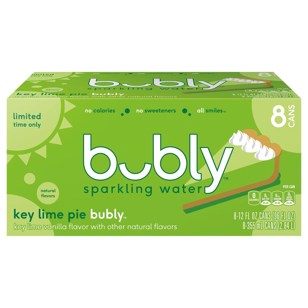 slide 1 of 9, bubly Sparkling Water Key Lime Pie Vanilla - 8 ct, 8 ct