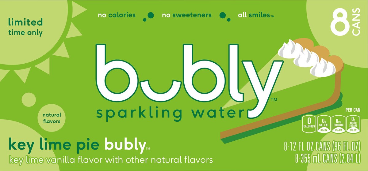 slide 6 of 9, bubly Sparkling Water Key Lime Pie Vanilla - 8 ct, 8 ct