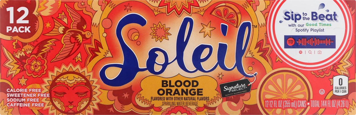 slide 1 of 9, Soleil 12 Pack Blood Orange Sparkling Water 12 ea, 12 ct; 12 fl oz