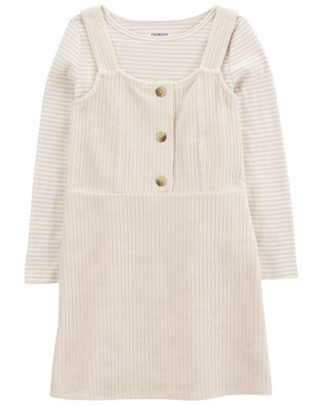 slide 1 of 4, Oshkosh Kid Velour Long-Sleeve Dress Set - Cream Cream 12, 1 ct