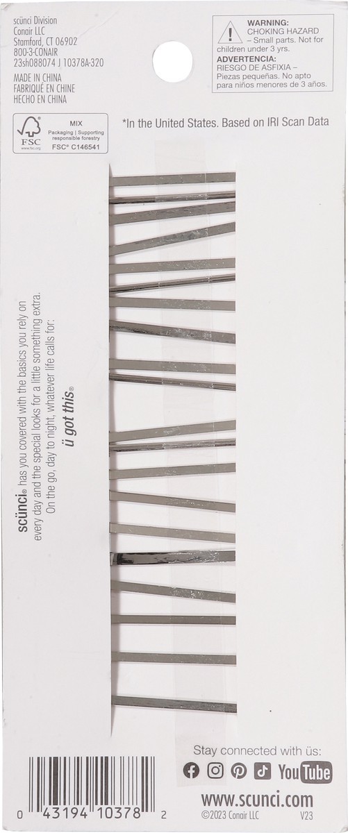 slide 9 of 13, Scunci Silver Sanny Bobby Pins, 20 ct