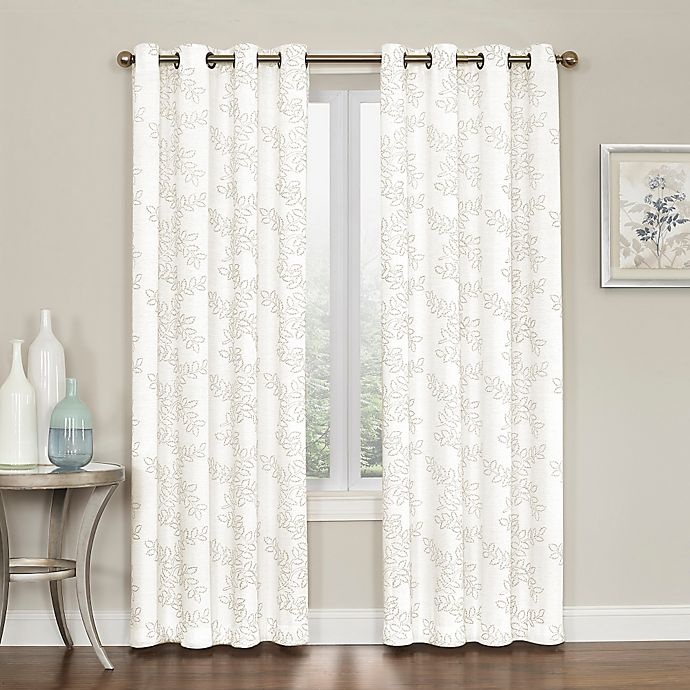 slide 1 of 1, Brielle Embroidery Grommet Top Window Curtain Panel - Natural, 108 in