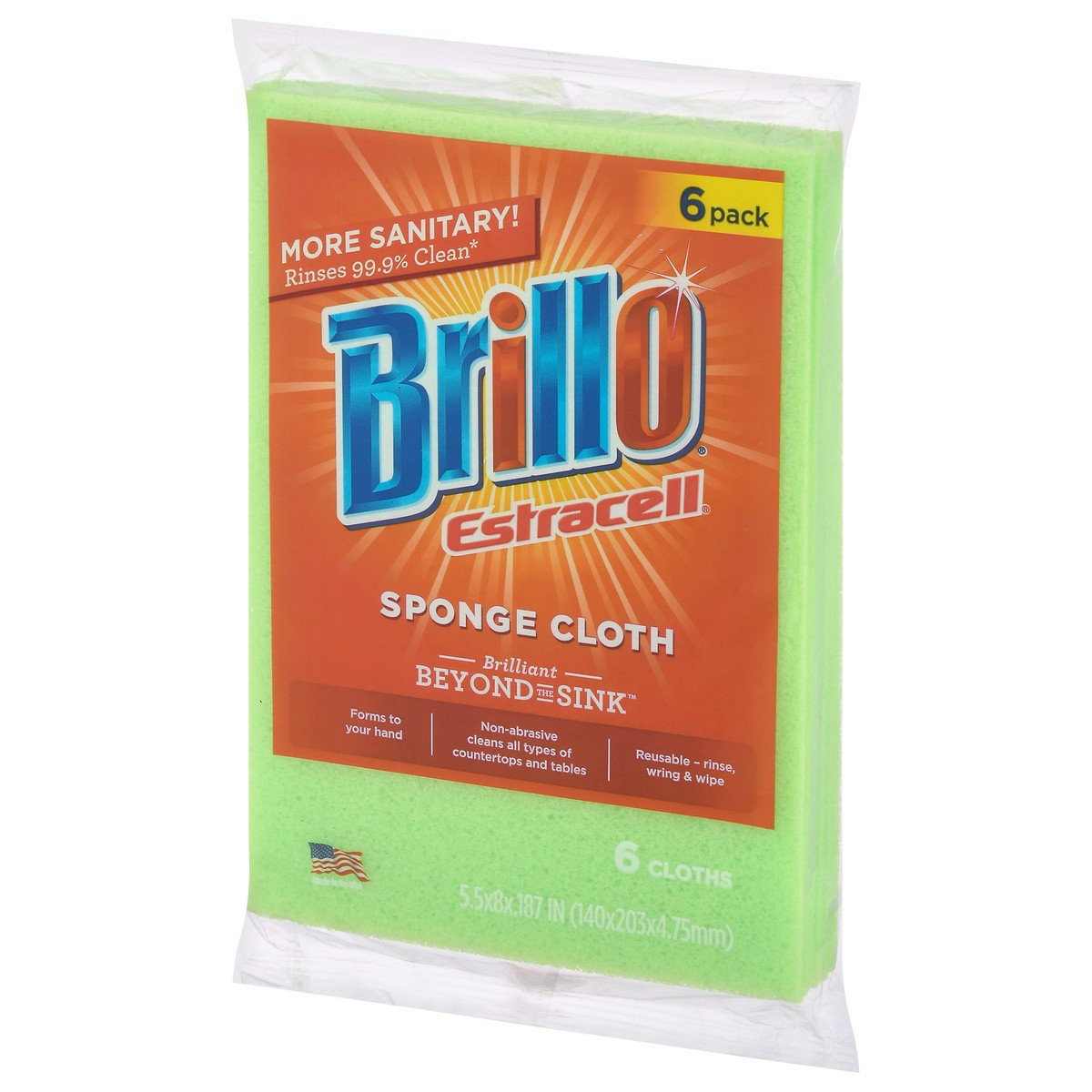 slide 3 of 9, Brillo Estracell Spong Cloth, 6 ct