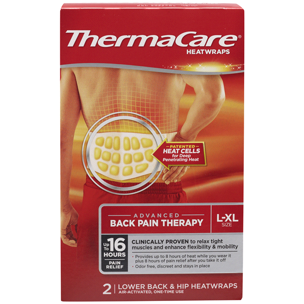 slide 1 of 1, ThermaCare Lower Back & Hip Pain Therapy L-Xl Size Heatwraps, 2 ct