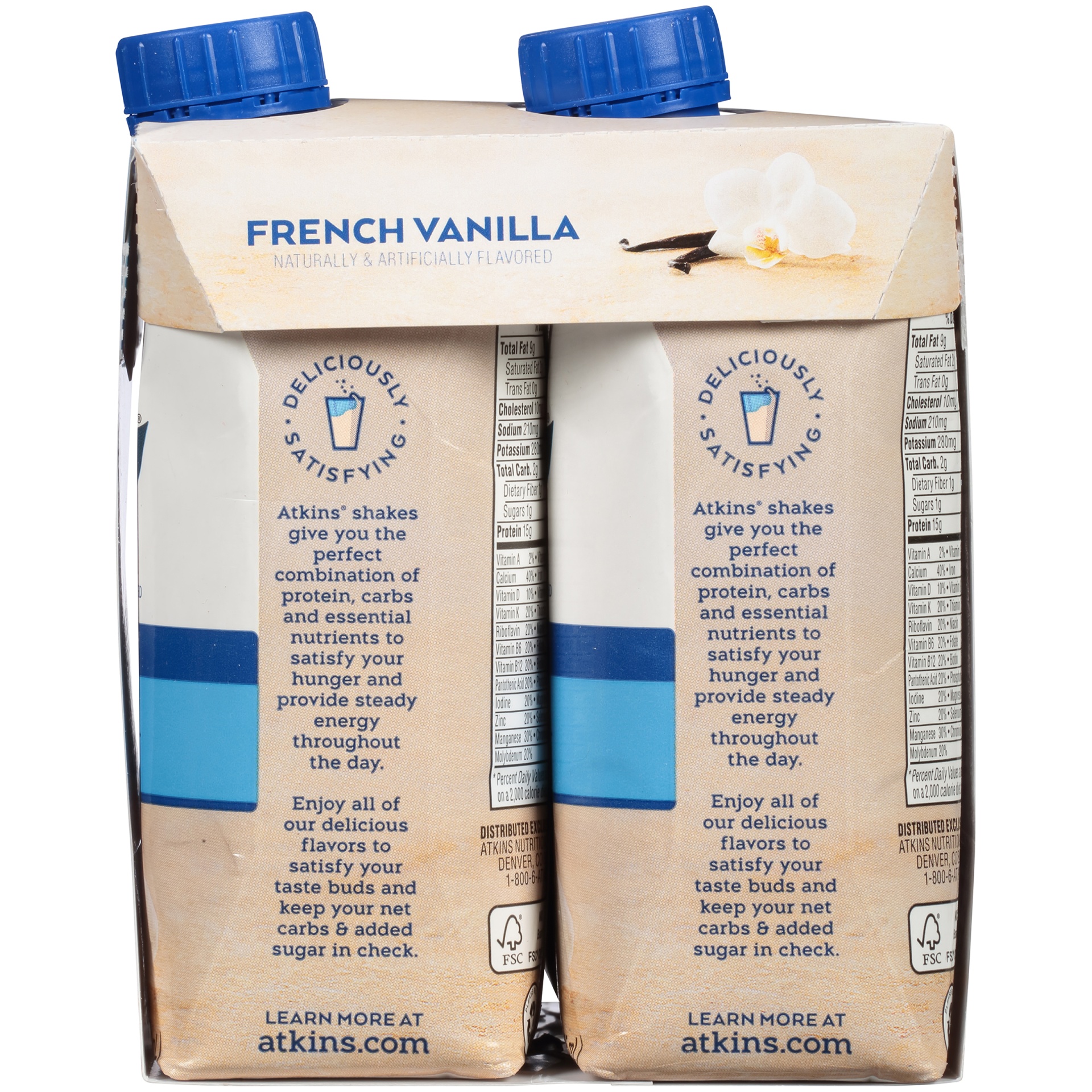 slide 5 of 8, Atkins French Vanilla Nutritional Shake, 4 ct; 11 fl oz