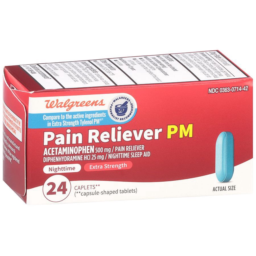 slide 3 of 5, Walgreens Pain Reliever PM Caplets, 24 ct