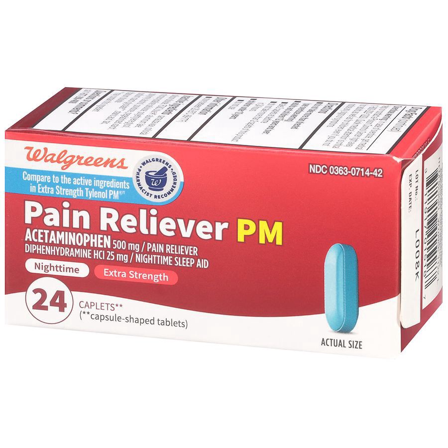 slide 2 of 5, Walgreens Pain Reliever PM Caplets, 24 ct