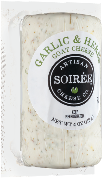 slide 1 of 1, Hy-Vee Soiree Artisan Cheese Co. Garlic & Herbs Goat Cheese, 4 oz