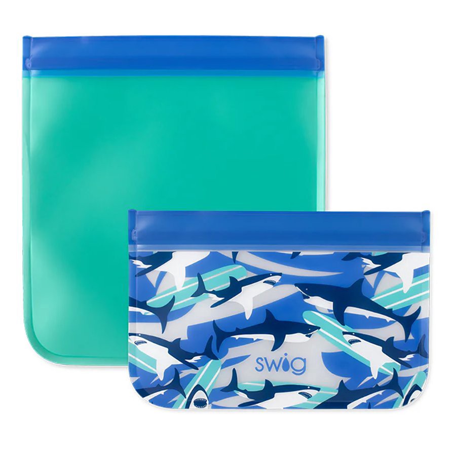 slide 1 of 1, Swig Shark Fin Reusable Storage Bags, 4 ct
