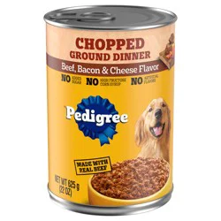 Pedigree Chopped Ground Dinner Beef, Bacon & Cheese Flavor Food for Dogs 22 oz