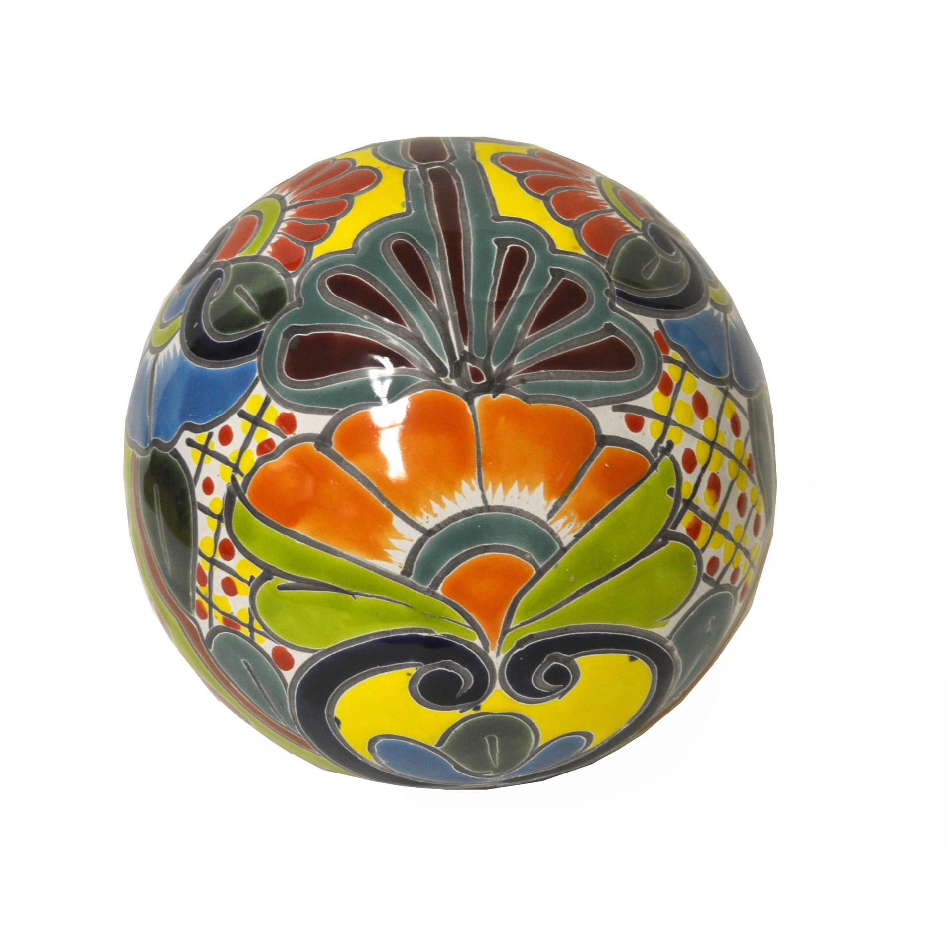 slide 1 of 1, Blue Orange Pottery Small Talavera Sphere Decor, 1 ct