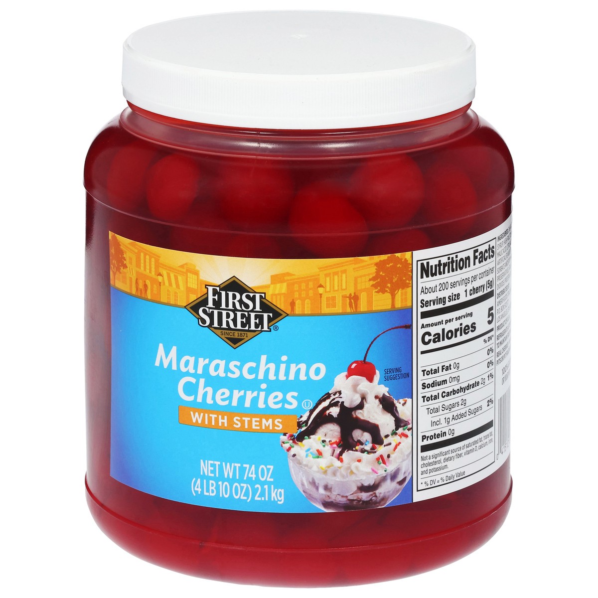 slide 3 of 4, Cb22 First Street Maraschino Cherries With Stems, 1/2 gal