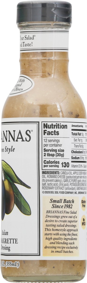 slide 8 of 9, BRIANNAS Home Style Italian Vinaigrette Dressing, 12 fl oz