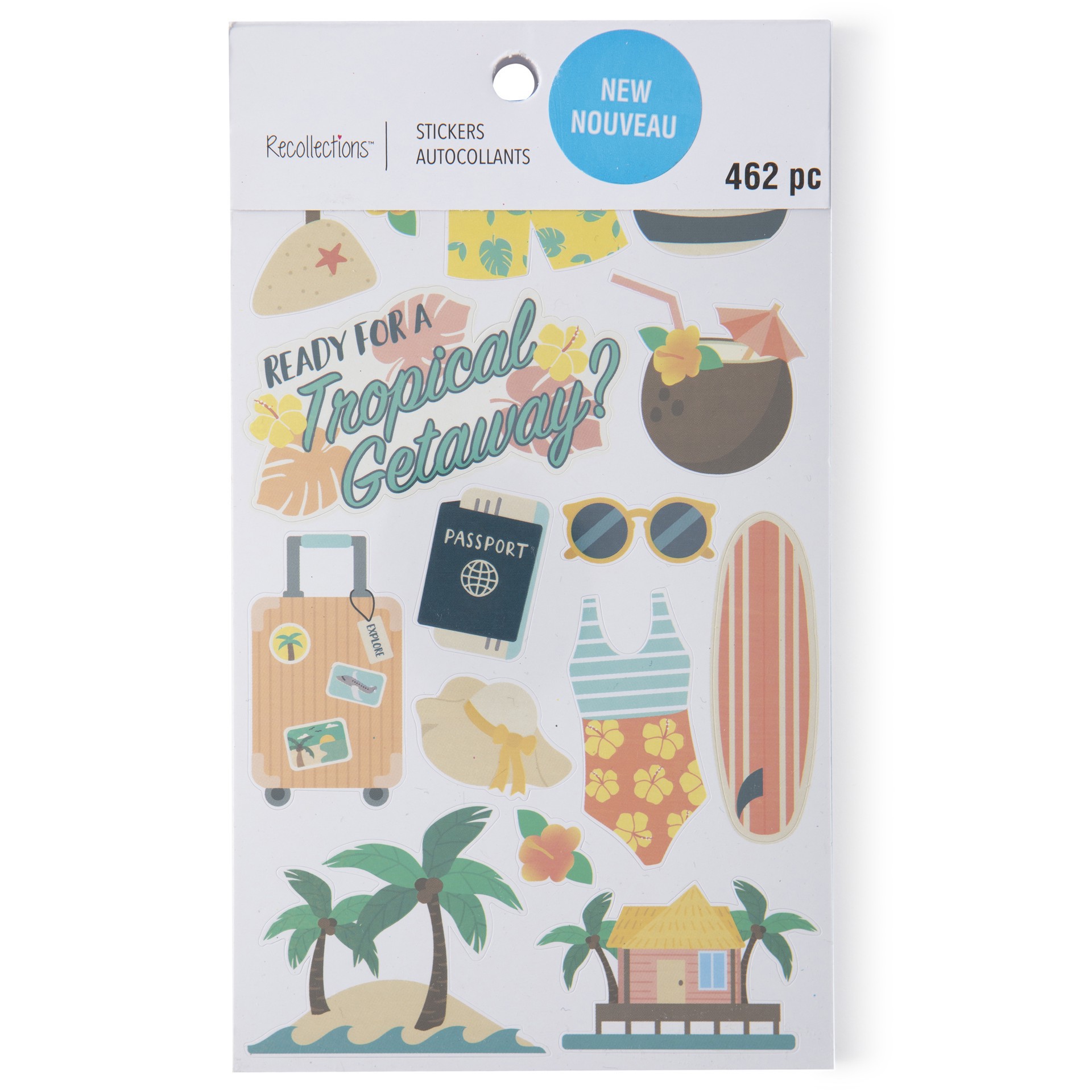 slide 4 of 4, Tropical Vacation Stickers By Recollections, 4 in x 7 in