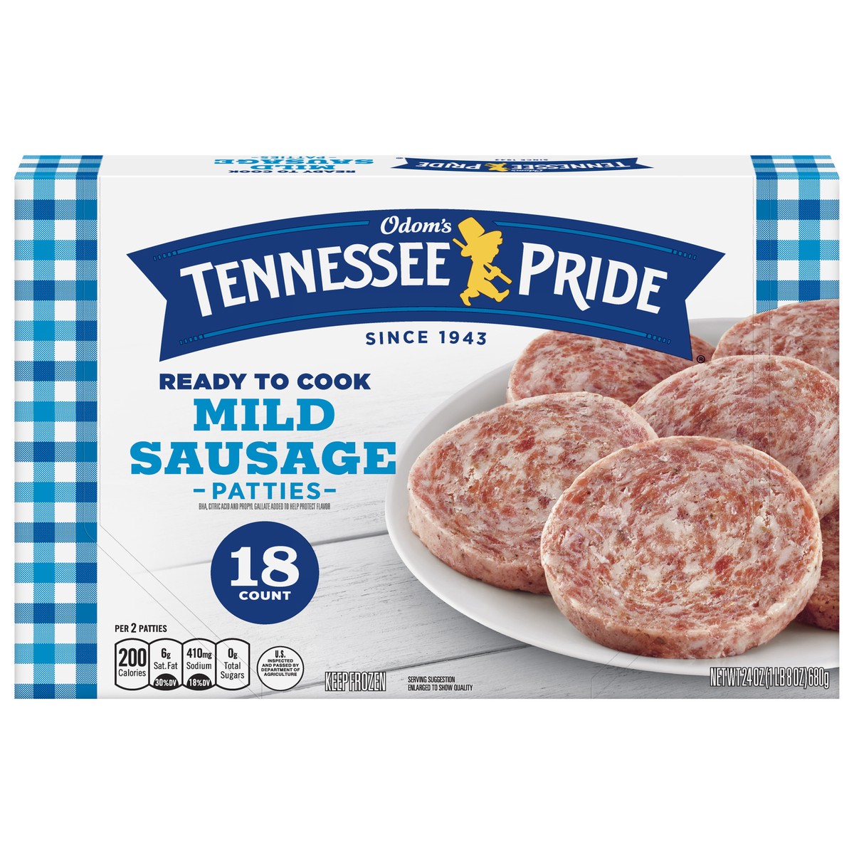 slide 1 of 5, Odom's Tennessee Pride Ready to Cook Mild Sausage Patties 18 ea, 18 ct