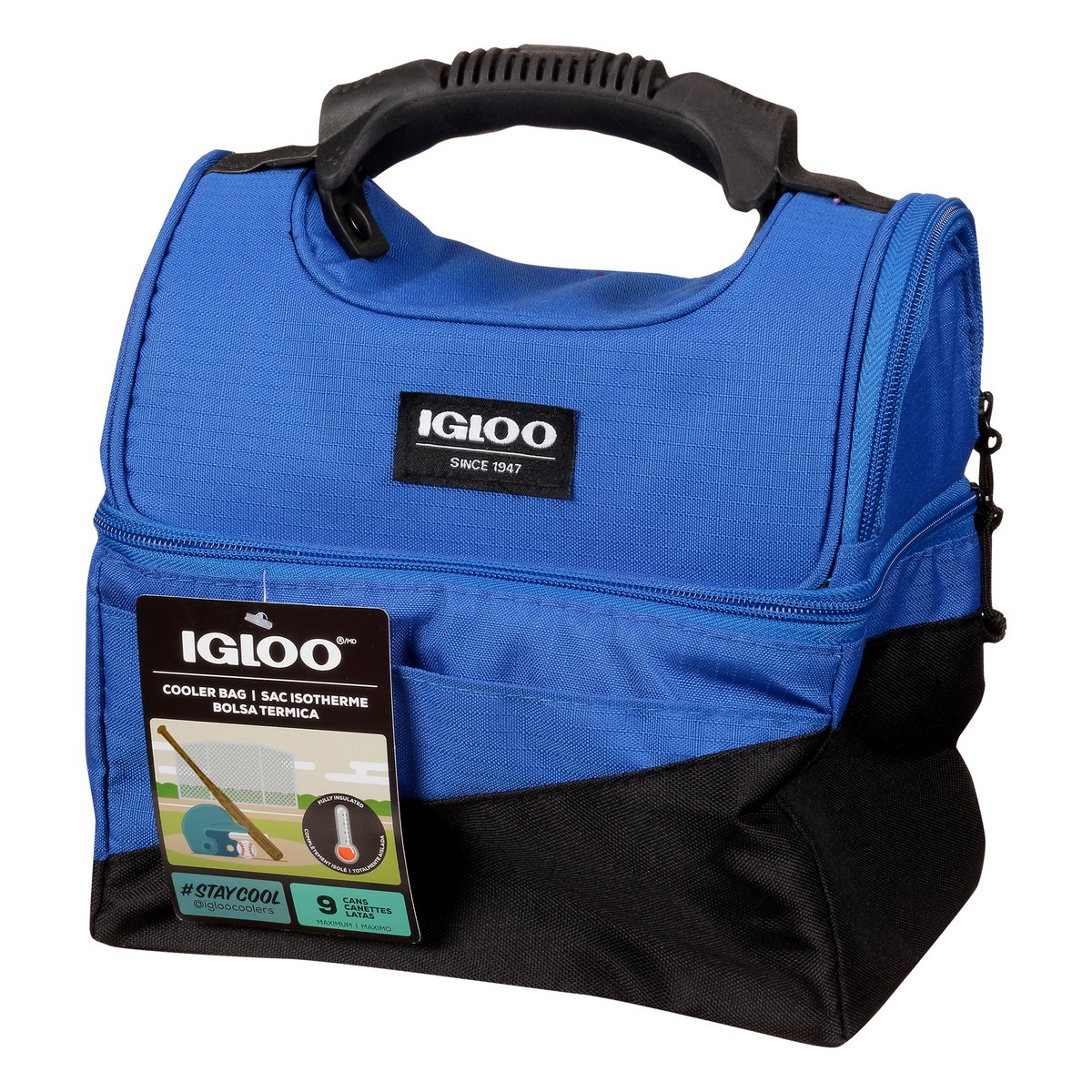 slide 6 of 10, Igloo 9 Cans Maximum Blue/Black Cooler Bag 1 ea, 1 ct