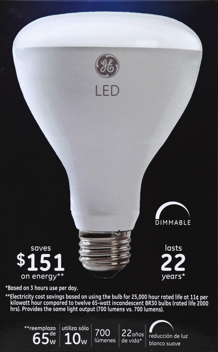 slide 3 of 6, GE Energy Smart LED 10W (65W Replacement) R30 Dimmable Indoor Floodlight Bulb, 1 ct