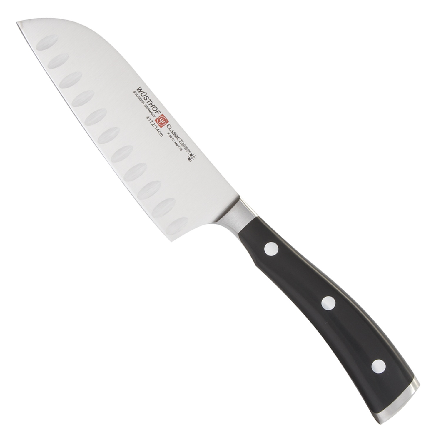 slide 1 of 1, Wüsthof Classic Ikon Hollow-Edge Santoku Knife, 5 in