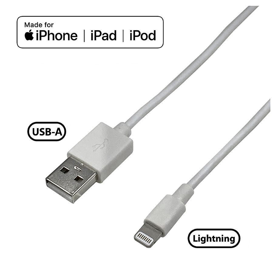 slide 3 of 3, Infinitive USB-A to Lightning PVC Cable 3ft, 3 ft