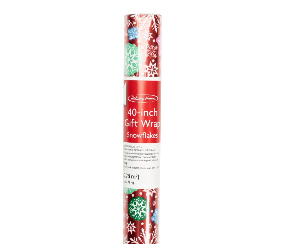 slide 4 of 4, Holiday Home 40 In x 6 Ft Snowflakes Gift Wrap Roll, 1 ct