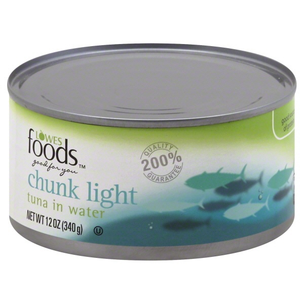 slide 1 of 1, Lowes Foods Tuna Chunk Light In Water, 12 oz