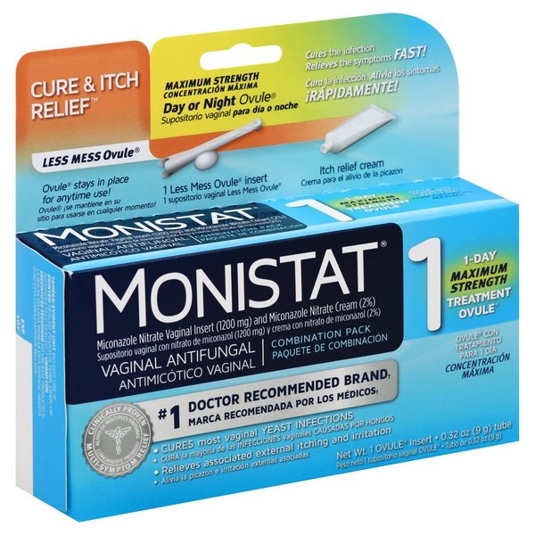 slide 1 of 1, Monistat Ovule And Cream, Cure & Itch Relief, 1 ct