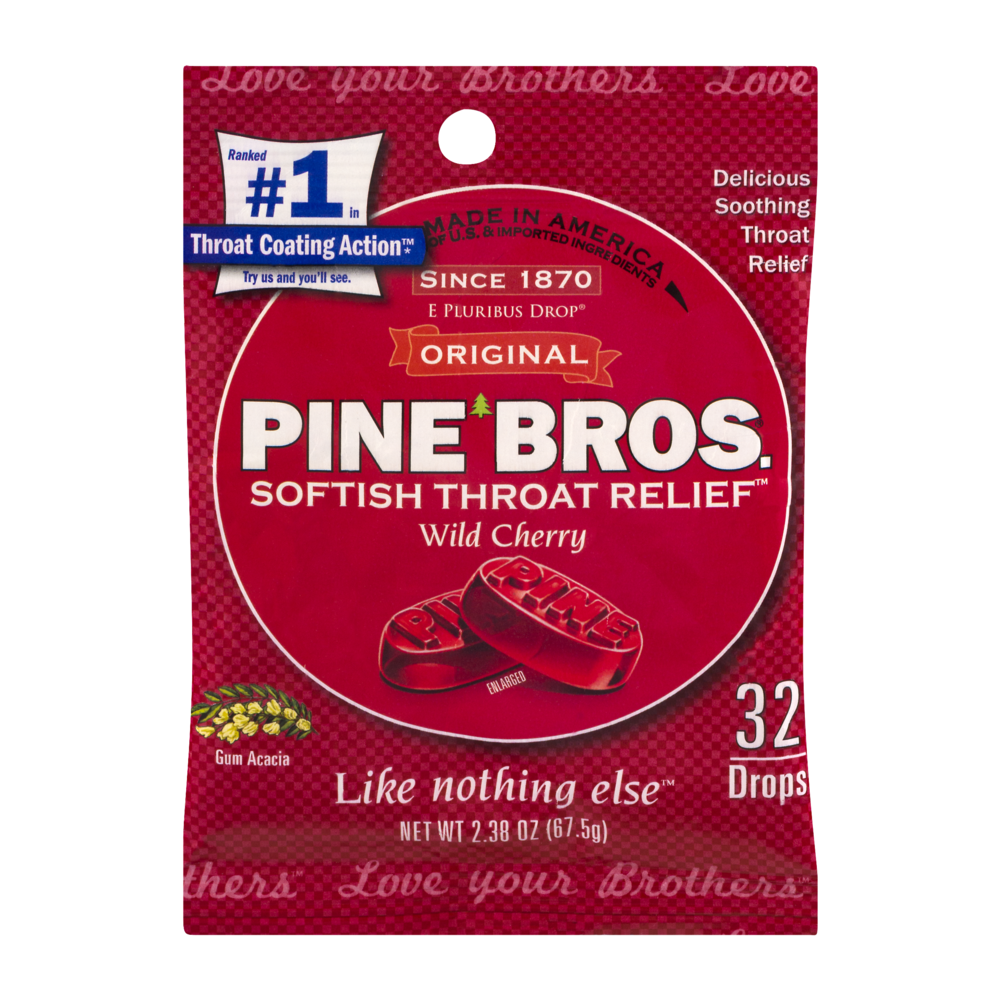 slide 1 of 1, Pine Bros Softish Throat Relief Drops - Wild Cherry Flavor, 2.38 oz