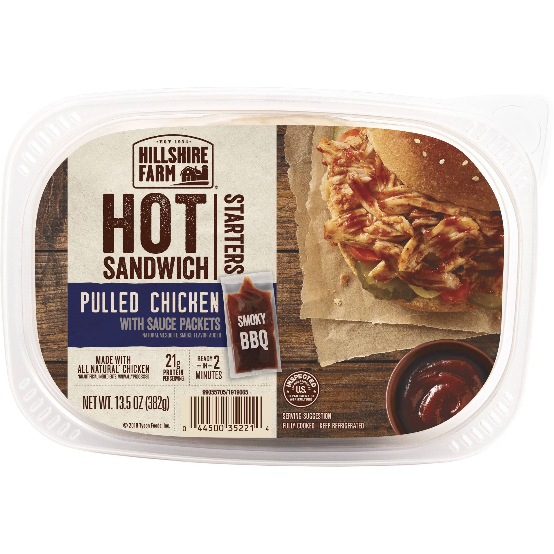 slide 1 of 3, Hillshire Farm Hot Sandwich Starters Pulled Chicken With Smoky Bbq Sauce, 13.5 oz