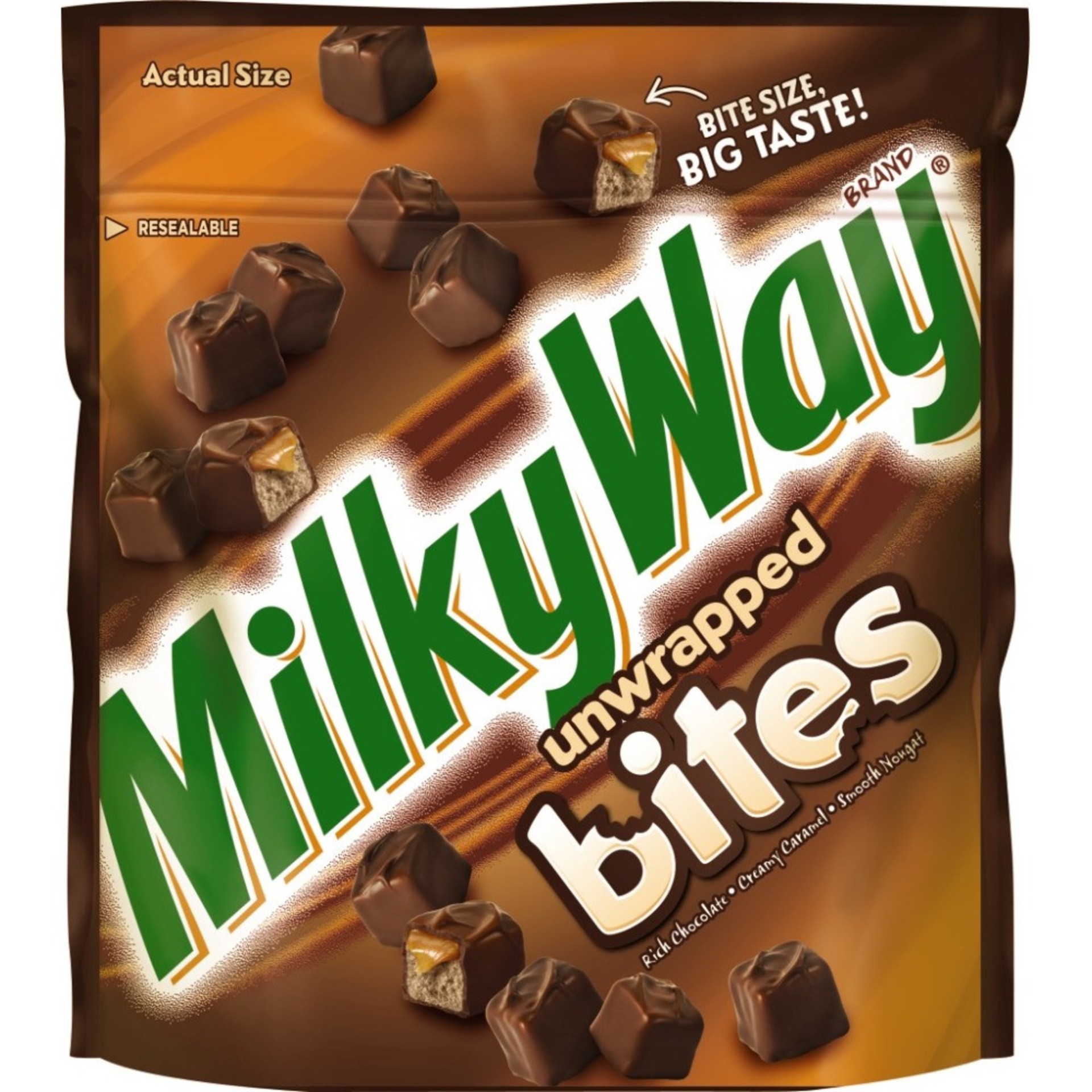 slide 1 of 3, MILKY WAY US MILKY WAY Milk Chocolate Bites Size Candy Pouch, 7 oz, 7 oz