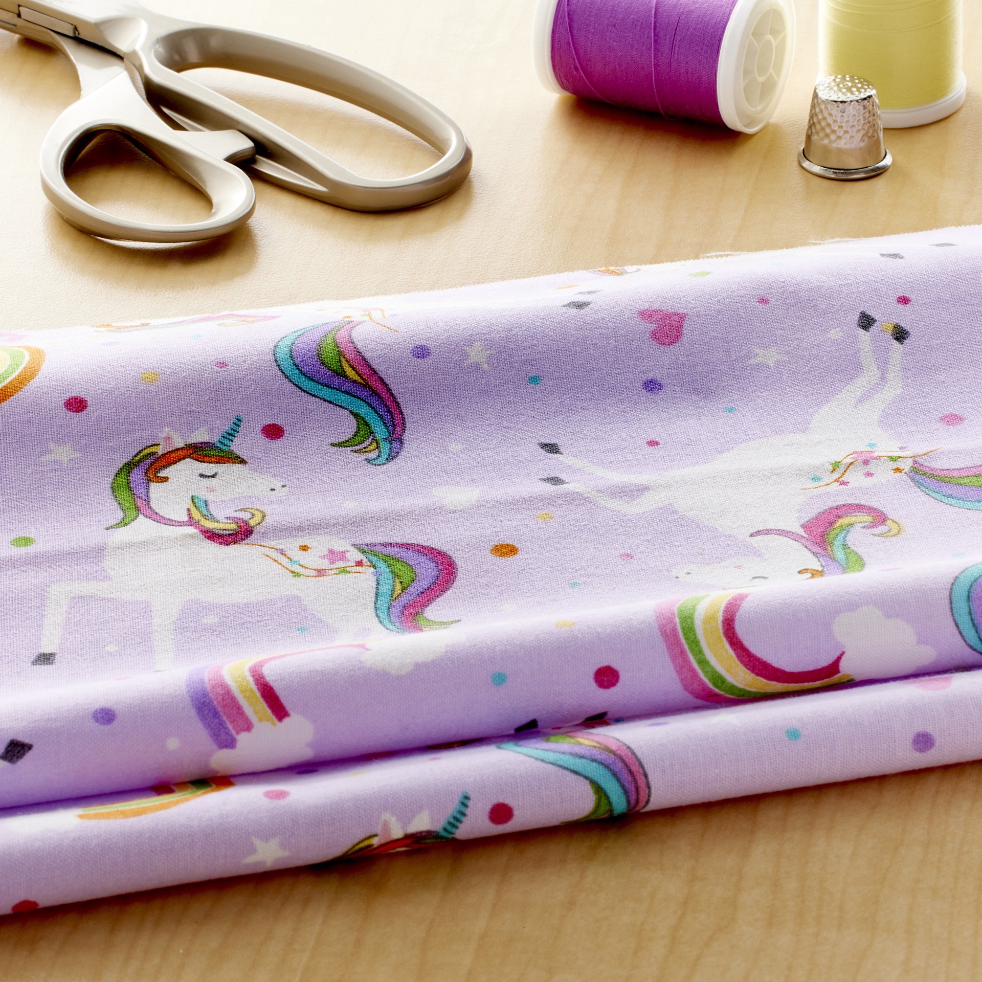 slide 4 of 4, Unicorn Cotton Fabric By Loops & Threads, 18 in x 21 in