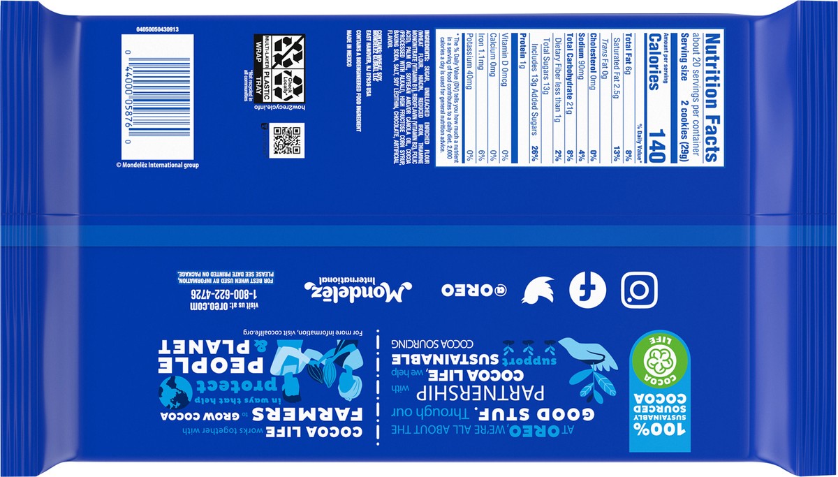 slide 7 of 15, OREO Chocolate Flavored Creme Chocolate Sandwich Cookies, Family Size, 20 oz, 20 oz