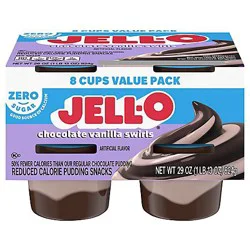 Jell O Chocolate Vanilla Swirls Artificially Flavored Zero Sugar Ready To Eat Pudding Snack Cups Fam - 29 OZ