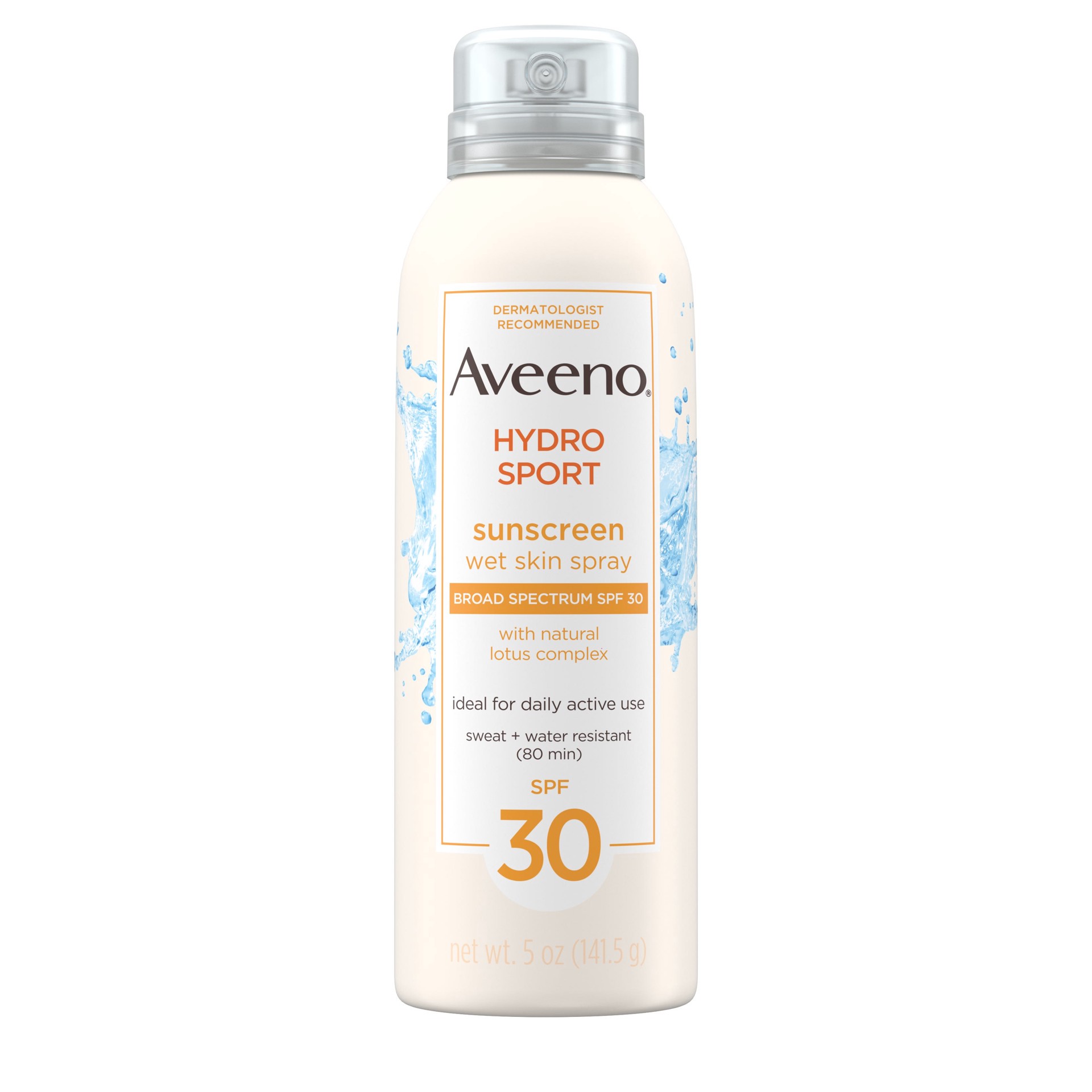 slide 1 of 6, AVEENO HYDROSPORT Wet Skin Spray Sunscreen with Broad Spectrum SPF 30, 5 Oz, 5 oz