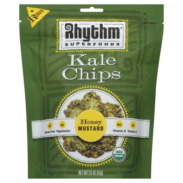slide 1 of 1, Rhythm Superfoods Kale Chips Honey Mustard, 2 oz