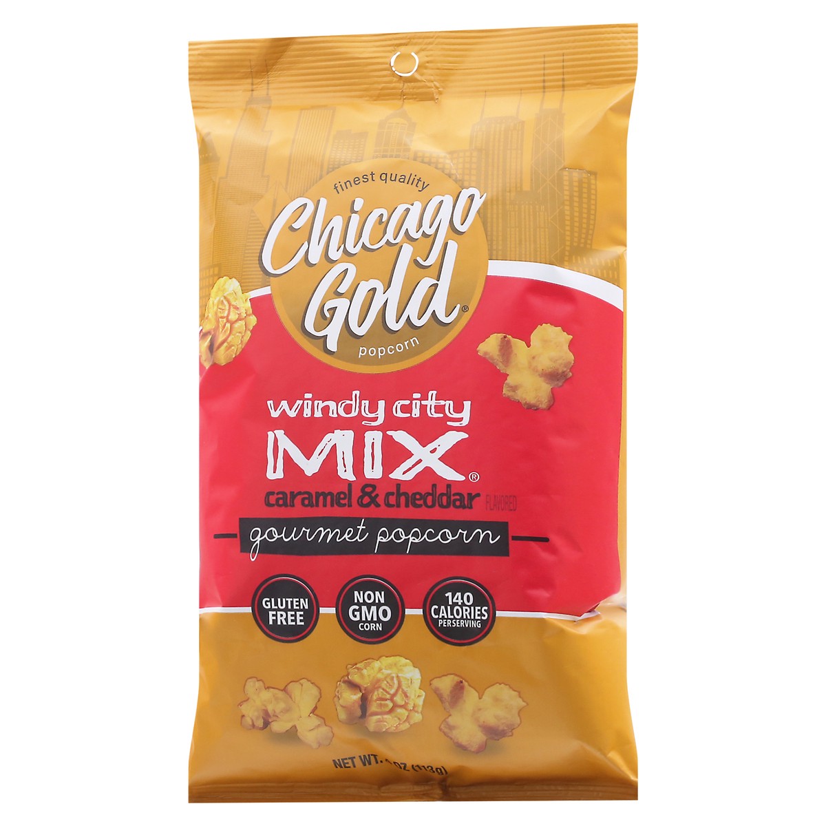 slide 3 of 12, Chicago Gold Popcorn Windy City Mix Gourmet Caramel & Cheddar Flavored Popcorn - 4 oz, 4 oz