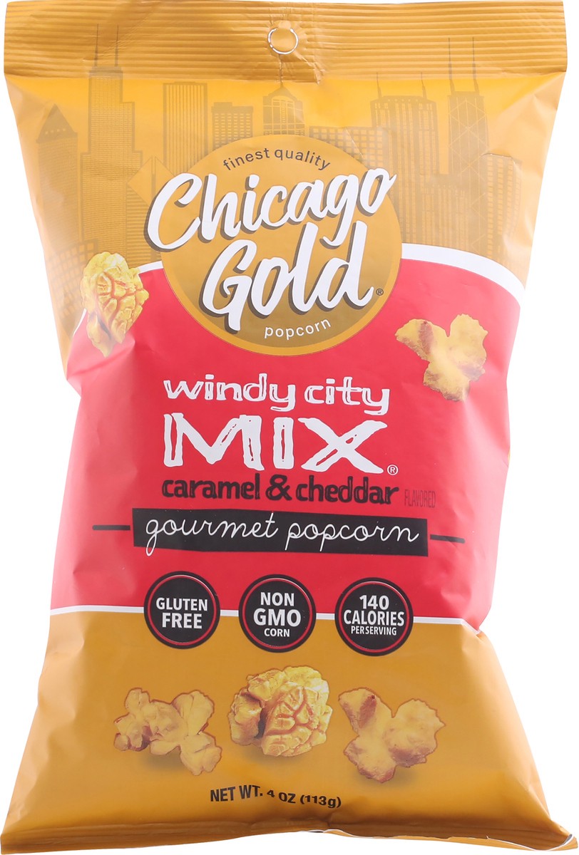 slide 7 of 12, Chicago Gold Popcorn Windy City Mix Gourmet Caramel & Cheddar Flavored Popcorn - 4 oz, 4 oz