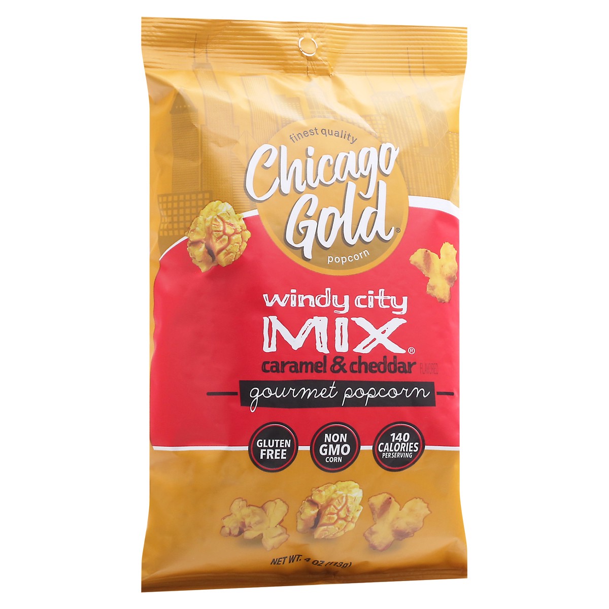slide 2 of 12, Chicago Gold Popcorn Windy City Mix Gourmet Caramel & Cheddar Flavored Popcorn - 4 oz, 4 oz