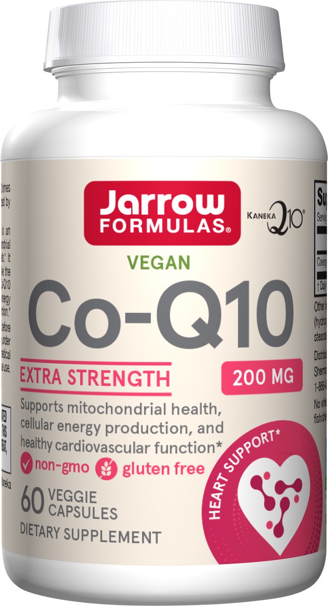 slide 2 of 4, Jarrow Formulas Co-Q10 200 mg - Antioxidant Support for Mitochondrial Health, Energy Production & Cardiovascular Function - Dietary Supplement - 60 Veggie Capsules, 60 ct